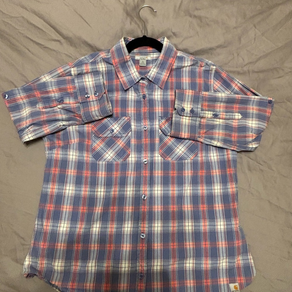 Carhartt Plaid Button Down Shirt Size XL Workwear Flannel Style